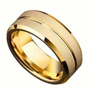 Men’s Luxury Collection Golden Double Bevel Frosted Band Size 10